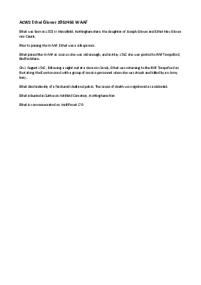 A preview of a PDF biography for Glover, Ethel